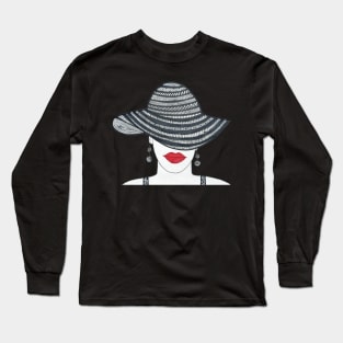 Lady in an elegant hat Long Sleeve T-Shirt